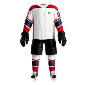 Conjunto de camiseta de hockey sobre hielo de calidad superior unisex, pantalones de camisa con patrón en blanco de entrenamiento y logotipo personalizado con servicio de impresión personalizado OEM - Product Image 5