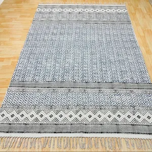 Hand block teppich aus böhmischer Baumwolle, Garten-Boho-Teppich, Wohnbereich-Teppich, 5x7,6x9-Teppich, Teppich mit Block druck, Baumwoll teppich in Sonder größe