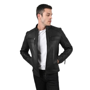 Chaqueta de Cuero de Moto de Alta Calidad al por Mayor, Cuello Alto, Cierre de Cremallera, Ajuste Delgado, Estilo Otoñal, Manga Regular - Product Image 3