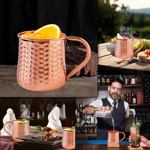 Mug Moscow Mule en cuivre pur, écologique, fait main, finition martelée, poignée soudée, sans revêtement, design vintage, pour usage domestique - Product Image 5