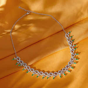 Silver Zircon-Studded Kalash <b>Fashion</b> <b>Necklace</b> - Product Image 2