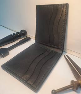 Portefeuille en cuir de vache véritable vintage fait à la main, à deux volets, pour homme, fermeture ouverte courte, élégant, avec fonction RFID, cadeau - Product Image 5