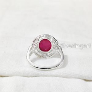 Anillo de mujer, Natural piedra preciosa de Rubí, piedra natal de Julio, delicado, mínimo, boda, anillo de banda de San Valentín, joyería, anillo de Plata de Ley 925 - Product Image 6