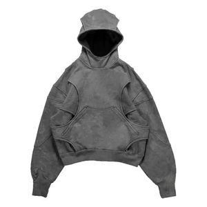 Sweat à capuche oversize délavé à l'acide, confortable, en polaire douce, respirant, chaud, décontracté, vintage, lavé, style streetwear - Product Image 1