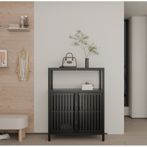Armoire de rangement en bambou noir de grande capacité luxe moderne MDF bois rotin pour la maison meubles de salle de bain usage général salle à manger - Product Image 1