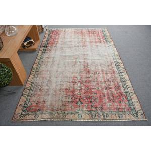 Alfombra turca de área grande tradicional rojo Beige 5'1 \ "X 8 'rectángulo Kilim patrón abstracto lana látex 10mm para decoración de habitación de pasillo - Product Image 1
