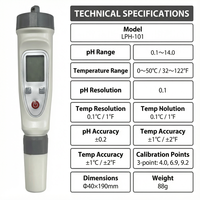 Testeur de pH numérique portable LPH-101 ATC avec calibration 3 points, analyseur de qualité de l'eau, du vin et de la bière, OEM ODM