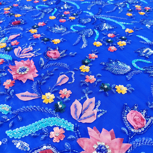 Dernier modèle de tissu perlé brodé à la main Tissu perlé de luxe pour robe de soirée pour femme Robe de mariage Tenue de soirée - Product Image 4