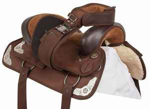 Selle de cheval occidentale synthétique de haute qualité premium pour l'équitation |   Cuir véritable durable avec caractéristiques de dressage anglais - Product Image 5