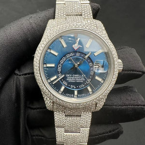 Unisex Luxury Diamond Chronograph Watch Full Iced <b>Leather</b> Stainless Steel <b>Bracelet</b> Gold Hip Hop Style Mechanical Movement Glass - Product Image 1