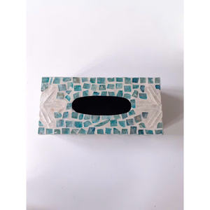 Porte-mouchoirs décoratif vietnamien en nacre pour tables de restaurant haut de gamme avec incrustation de coquillages naturels irisés - Product Image 4