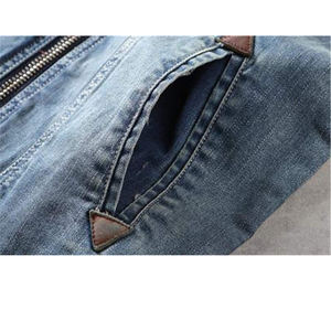 Veste en jean en coton de qualité supérieure, taille plus, effet usé, tendance, vintage, coupe ample, fabriquée directement en usine, vestes en jean pour hommes - Product Image 5