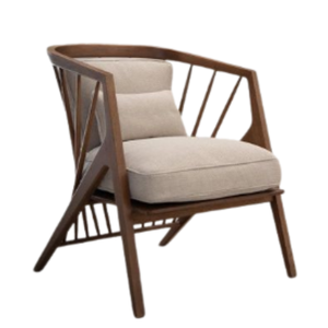 เก้าอี้โซฟาแบบนั่งเดี่ยวทำมือสำหรับร้านอาหารในบ้านทำมือไม้เนื้อแข็งนอร์ดิกพร้อมเบาะเก้าอี้เท้าแขนเฟอร์นิเจอร์ในร่ม - Product Image 1