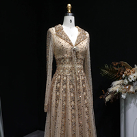 Robes de soirée formelles Jancember LSZ419, col en V éblouissant, manches longues, sequins