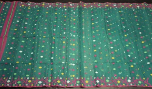 Exclusivo GREEN Deshi Dhakai Jamdani Calidad de exportación Sharee para mujeres JAMDANI FABRIC Blue Golden Sky Blue de Bangladesh - Product Image 4