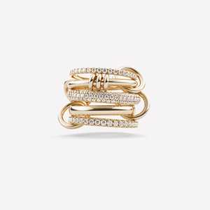 Último 10K oro sólido dos tonos conector anillo Multi enlace anillo declaración promesa anillo aniversario regalo para esposa - Product Image 1