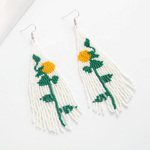 Nueva joyería hecha a mano de moda Miyuki Seed Beads Tassel Multicolor Daisy Flower Pendientes colgantes - Product Image 1