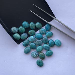 Crisocola verde azul Natural de 8mm y 10mm, cabujones sueltos calibrados con parte posterior plana ovalada lisa, DIY para la fabricación de joyas, piedra al por mayor - Product Image 1