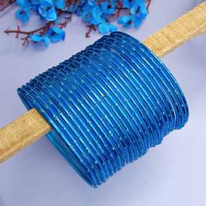 Conjunto de brazaletes indios Bollywood Brazalete de metal liso Pulseras Bisutería para mujeres y niñas (juego de 24) - Product Image 1