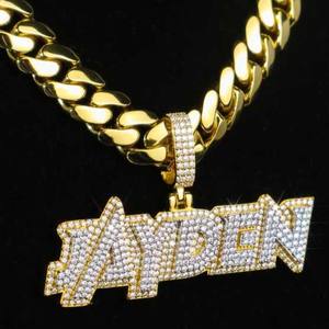 Pendentif Hip Hop Iced Out personnalisé lettre Design taille ronde Moissanite diamant 925 argent Sterling VVS clarté pour les femmes - Product Image 2