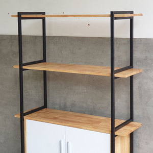 ชั้นวางของตกแต่งพร้อมตู้ไม้ยางพาราแท้และโครงเหล็ก ขนาด 100x30x140 ซม. รุ่น KS68173 - Product Image 5