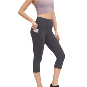 Pantalon Capri Taille Haute Effet Sculptant Fessier avec Poche Discrète pour Sport et Extérieur, en Spandex/Polyester, Taille Élastique, Séchage Rapide et Respirant - Product Image 5