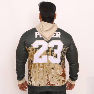 Conjunto de 2 piezas de ropa deportiva informal para hombre, chándal de invierno para exteriores, Color de bloque de chaqueta con capucha, pantalones, diseño estampado de poliéster 100% - Product Image 4