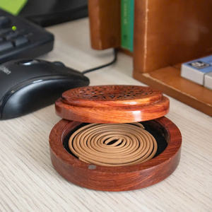 NATURAL WOOD <b>AGARWOOD</b> BOX / ELEGANT ROUND <b>INCENSE</b> HOLDER / MADE in VIETNAM - Product Image 4