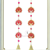 Tentures de Lotus Artificiel de Designer avec des décors de cloche d'or pour la fête de mariage, Hldi, Mehendi Decor Lotus Tentures