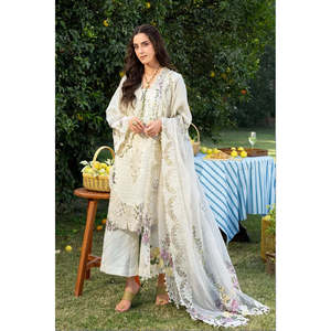 Salwar Kameez de Algodón Bordado Chikankari Premium Elaf, Estilo PK, ELY-3A TC-1629 - Product Image 1