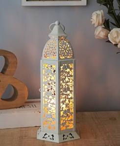 Elegant <b>Gold</b> Metal Ramadan Lantern with Crescent Accent Minimal Cutwork Soft <b>Candle</b> Glow Perfect for Festive Home Decor Gift - Product Image 6