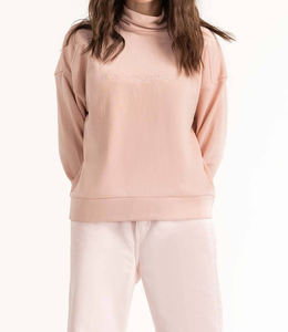 Pull ras du cou en coton doux Brodé sur mesure Streetwear Polaire surdimensionné Sweat-shirt à col montant pour femmes - Product Image 5