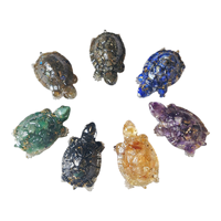 Figurine de tortue en cristal de citrine naturel, résine époxy, tortue artificielle miniature, statue de tortue Feng Shui