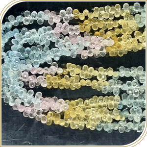 Cuentas de lágrima de Briolette facetadas de 4mm de alta calidad, hebra de Aguamarina múltiple Natural para proyectos de fabricación de joyas - Product Image 4