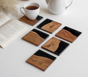 Sous-verres en pierre forme ronde conception personnalisée résine époxy sous-verres en bois tasse décorative de table napperons meilleure qualité luxueux - Product Image 6
