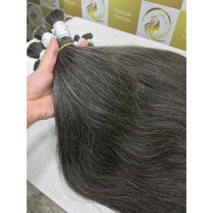 Extensiones de cabello humano vietnamita recto a granel alineado con cutícula sin procesar de doble calidad gris natural 50cm 70cm - Product Image 3