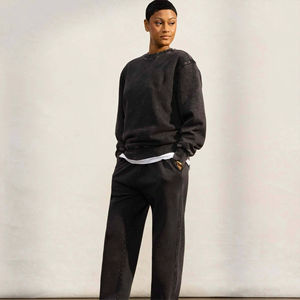 Men Washed Black <b>Crewneck</b> Sweatshirt Vintage Look Casual Long Sleeve Pullover Soft Comfortable Mens Acid Wash Style <b>Sweater</b> - Product Image 2