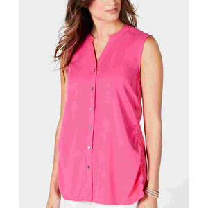 Camicetta Senza Maniche da Donna Style & Co in Tessuto Popeline Tinta Unita Rosa Semplice ed Elegante per Primavera/Estate e Autunno Taglia XL - Product Image 1