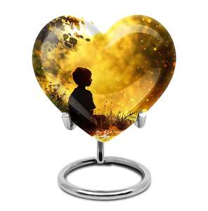 Golden Sunset Mementos Urnas para cenizas humanas Metal para adultos Urnas personalizadas para mamá Cenizas Urnas funerarias - Product Image 1