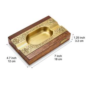 Cendrier élégant en verre en bois avec couvercle élégant forme personnalisable cadeaux de vente chaude de haute qualité pour fumer une voiture - Product Image 2