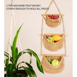 Cesta de Almacenamiento Larga de Macramé para Artículos Esenciales de Lavandería, Libros, Juguetes y Ropa, Organización en Espacios Modernos del Hogar, desde India - Product Image 3