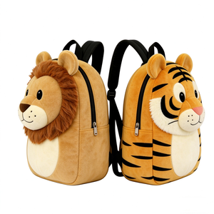 Mochila de peluche única de 2 piezas con diseño de león y tigre para niños pequeños, mochila preescolar suave con animales del zoológico para niños, linda mochila 3D de león y tigre - Product Image 6