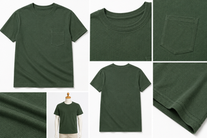 T-shirt court vert olive pour homme, 100 % coton, col rond, manches courtes, décontracté, couleur unie, jersey tricoté - Product Image 5