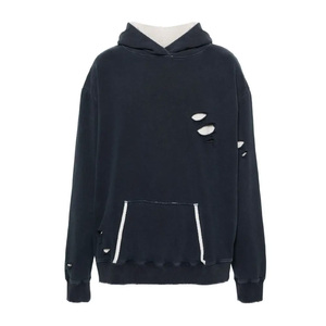 Top Trendy Sudadera con capucha desgastada 100% algodón Manga larga Moda de invierno High Street Hombres Sudadera con capucha desgastada - Product Image 1