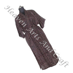 KL013 Beautiful Vintage Silk Sari Floral Jacket Bohemian Winter Long Handmade Jacket With Belt Closer Vintage Sari Kimono Long - Product Image 3