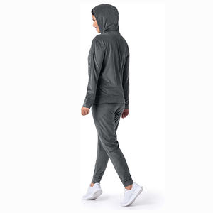 Chándales de alta calidad para mujer, Color gris, cremallera, Sudadera con capucha, ropa de entrenamiento, chándales para correr para mujer - Product Image 2