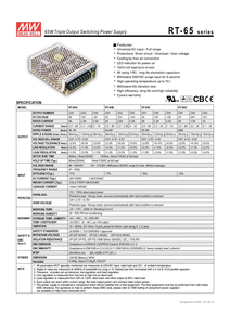 High Efficiency RT-65A Mean Well SMPS (5V 6A), (<b>12V</b> 2.8A) and (-5V 0.5A) 66.1W Triple Output Metal <b>Power</b> <b>Supply</b> - Product Image 2