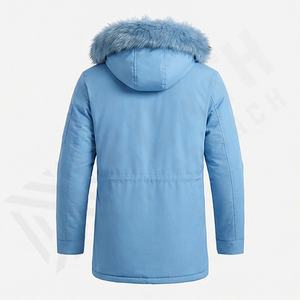 Veste parka d'hiver pour hommes en gros, taille plus 6XL, coton standard, polaire, col montant, capuche, logo personnalisé, veste légère - Product Image 2