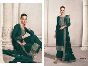 ผ้าไหมปักลายโดลาแบบดั้งเดิมมีสไตล์อินเดียและด้ายทำงาน salwar kameez กับ dupatta อินเดีย - Product Image 4