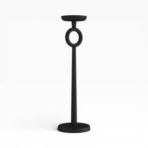 Porte-bougie de sol moderne en métal noir avec accent circulaire pour un style intérieur minimaliste unique - Product Image 1